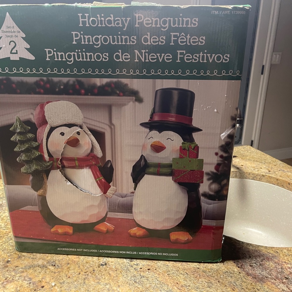 Black and White Holiday Penguin Decor